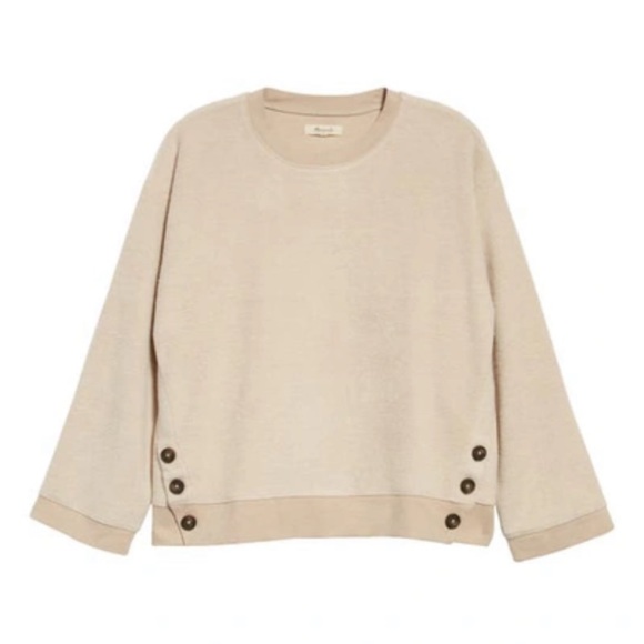 Madewell Tops - Madewell | Resourced Brushed Side Button Relaxed Sweatshirt 417